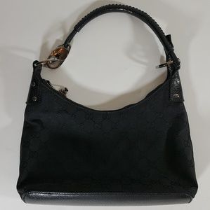 Gucci Canvas Logo/ leather shoulder bag